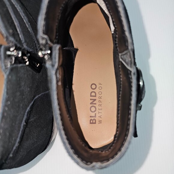 NEW Blondo Ankle Bootie Womens 10 Black Suede Waterproof Low Heel Fall Winter - Picture 10 of 13